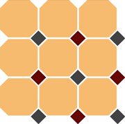 Top Cer Octagon New 4421 OCT14+20-A Ochre Yellow OCTAGON 21/Black 14 + Brick Red 20 Dots 30x30 см Напольная плитка