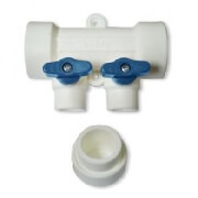 Kalde Коллектор c воздухоотводчиком 2вых./ручки синие 40 х 20