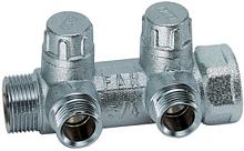 Far Запорн. коллект. 1" (ВР-НР) с 2 отв. 1/2" НР (межосев. 45 мм), плоск.присоед.