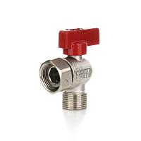 Elsen Кран шаровой угловой НВ 1/2" - 1/2", НВ, ручка - флажок красная, с накидной гайкой